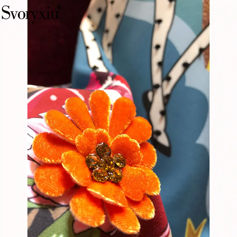 Svoryxiu Elegant Runway Summer Sleeveless Dress Women's luxury Beading Appliques Cartoon Leopard Print Party Dresses Vestdios