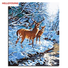 HELLOYOUNG DIY Ручная роспись маслом Снежная песня любви цифровая живопись по номерам Масляные картины китайские картины-свитки