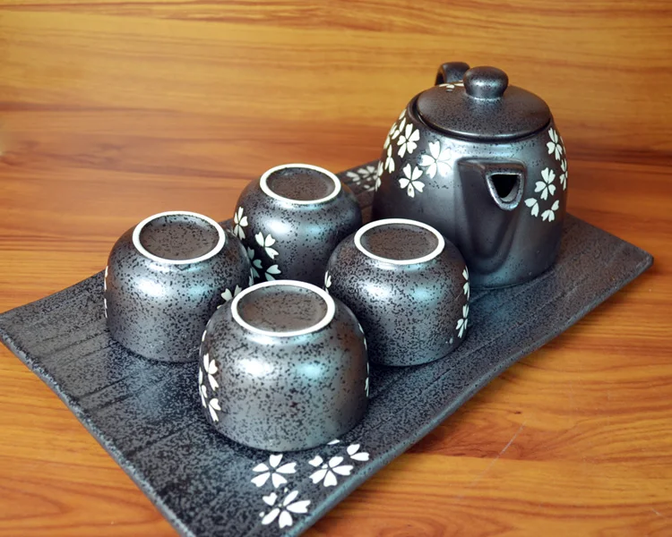 Горячий ветер и японский белый Вишневый чайник Набор чайный сервиз с керамическим фильтром экран