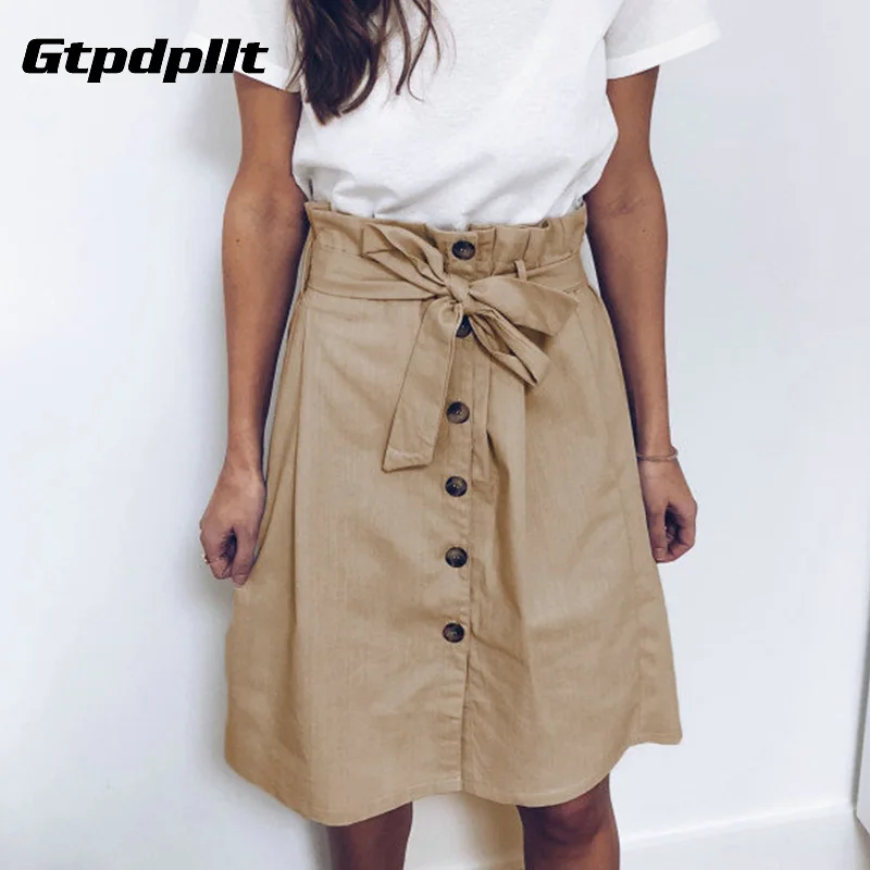 

Gtpdpllt Sashes Sexy Skirt Women High Waist Bodycon Summer Skirt faldas Streetwear Slim Buttons Beach Long Skirts Womens
