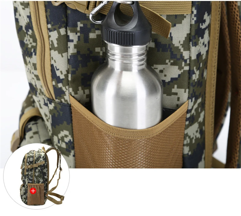 Camuflagem do Exército Acampamento ao ar Equitação Mochila Tático Bolsa Militar Ventilador 50l Multifuncional Caminhadas Livre 18 Equitação mochila mochila tático saco militar ventilador