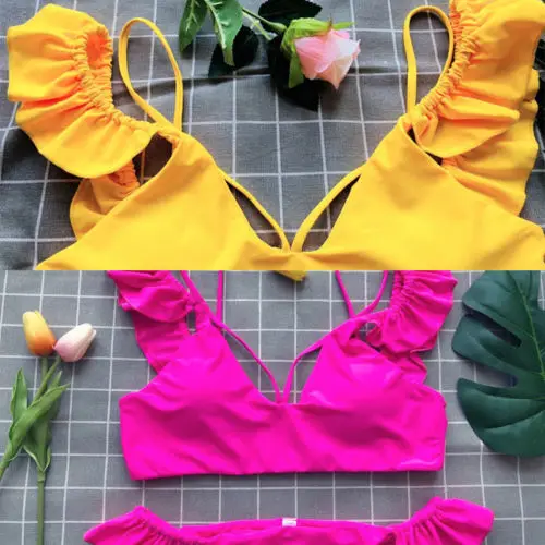 2018 Women's Lotus leaf Bikini Lovely Vintage Bikini Set Swimsuit Bath Swimwear 2018 Women's Lotus leaf Bikini Lovely Vintage Bikini Set Swimsuit Bath Swimwear