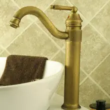 Античный латунный гусак Одиночная Вращающаяся ручка для ванной для кухни для раковины Смеситель кран anf018