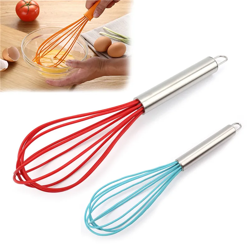 

Silicone Manual Whisk Egg Whisk Stainless Steel Handle Hand Soap Cream Butter Cake Stirrer Cooking Utensils Egg Beater