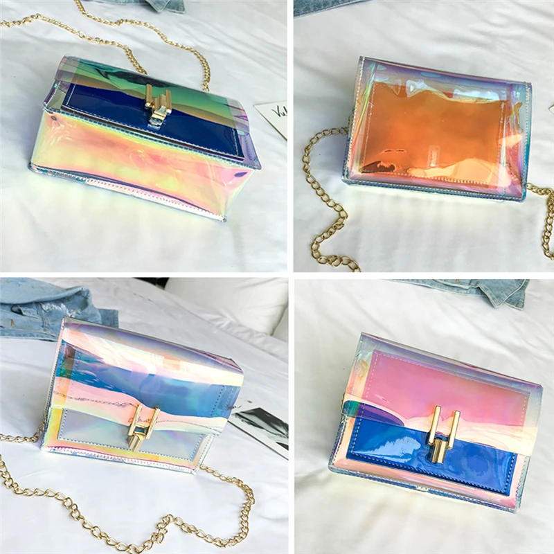 المرأة وصول الليزر شفافة Crossbody أكياس رسول الكتف حقيبة شاطئية