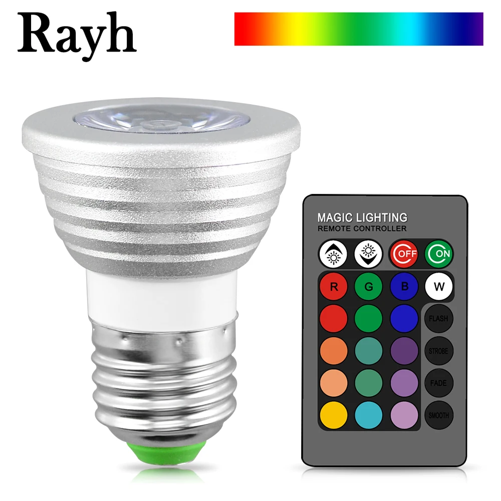 

E27 E14 MR16 GU10 RGB bulb 16 Color Magic LED Spotlight 110V 220V 12V holiday Dimmable Stage Light + 24key IR Remote Control