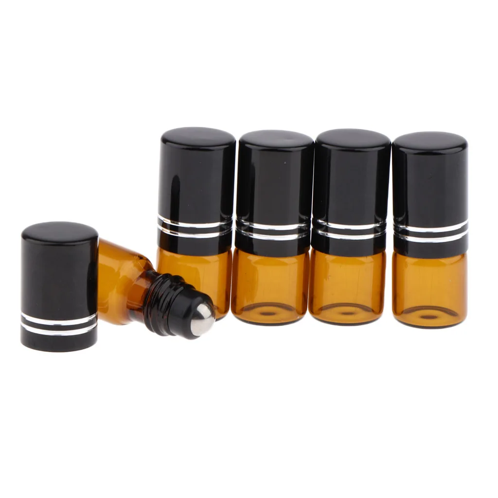 

5Pcs 2ml Glass Roll-on Bottles with Stainless Steel Roller Balls Empty