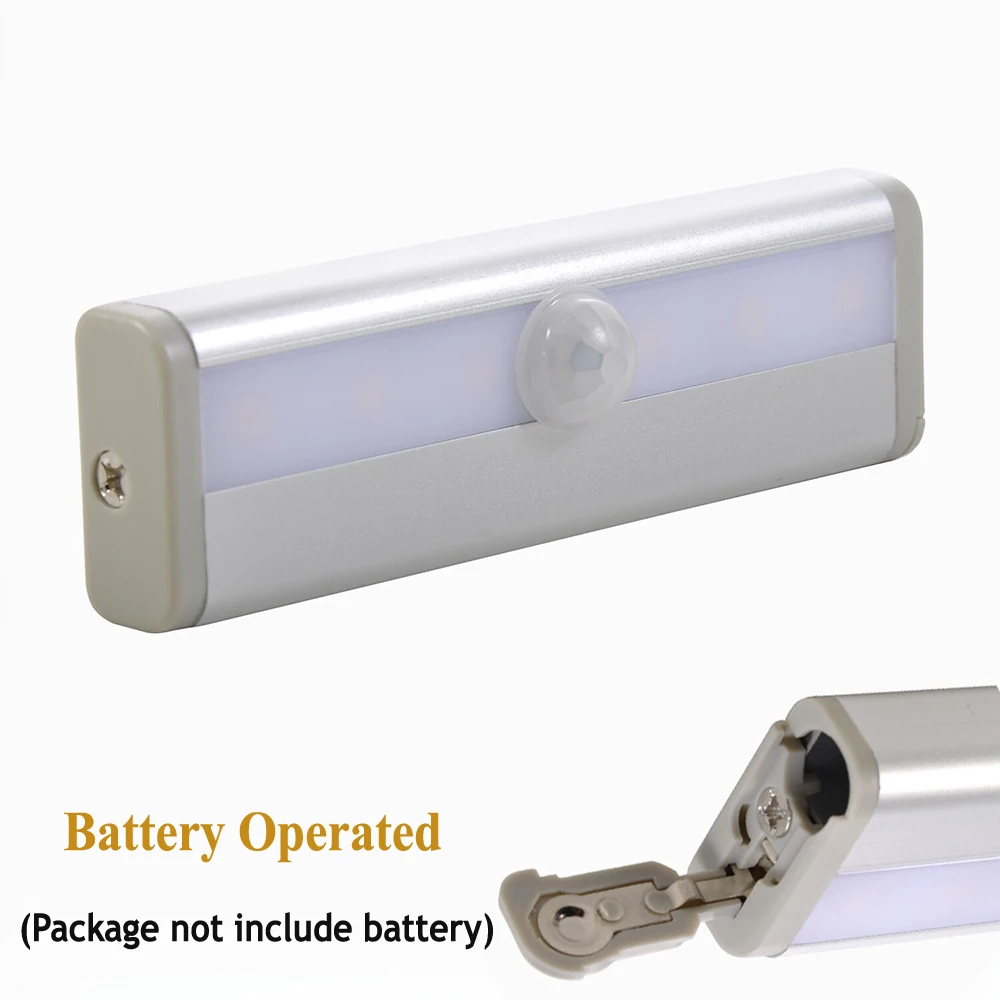 الذهاب المحيط تحت مجلس الوزراء الإضاءة ضوء مصباح ألمنيوم LED 2 * AAA البطارية IR مستشعر حركة بالأشعة تحت الحمراء خزانة مصابيح خزانة أضواء