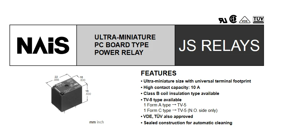 JS1a-5V AJS3319 4Pin 10A 125V новое оригинальное реле