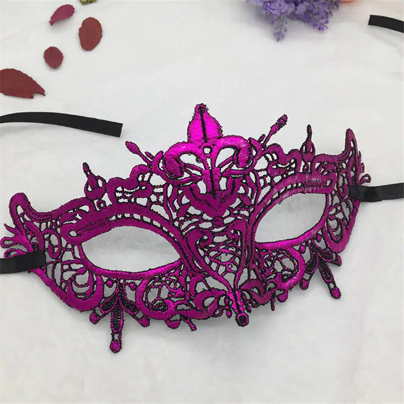 Фиксированная форма, Дамская Сексуальная Маскарадная маска из кружева для карнавала, Хэллоуина, выпускного вечера, Вечерние Маски, фиолетовые, горячее тиснение#35 - Цвет: PM013TZ