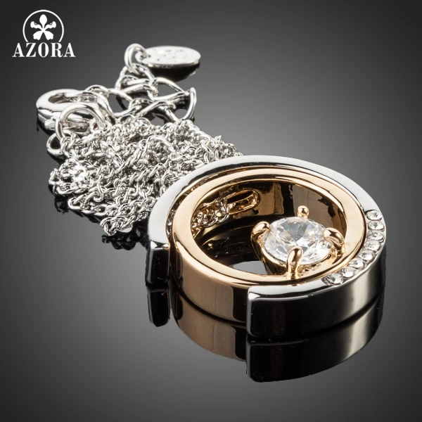 Классическое ожерелье AZORA TN0075 с белым золотом и австрийским кристаллом|crystal pendant