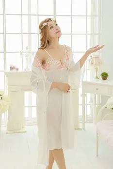 

sexy nightown sleepwear silk lace bathrobe night gown