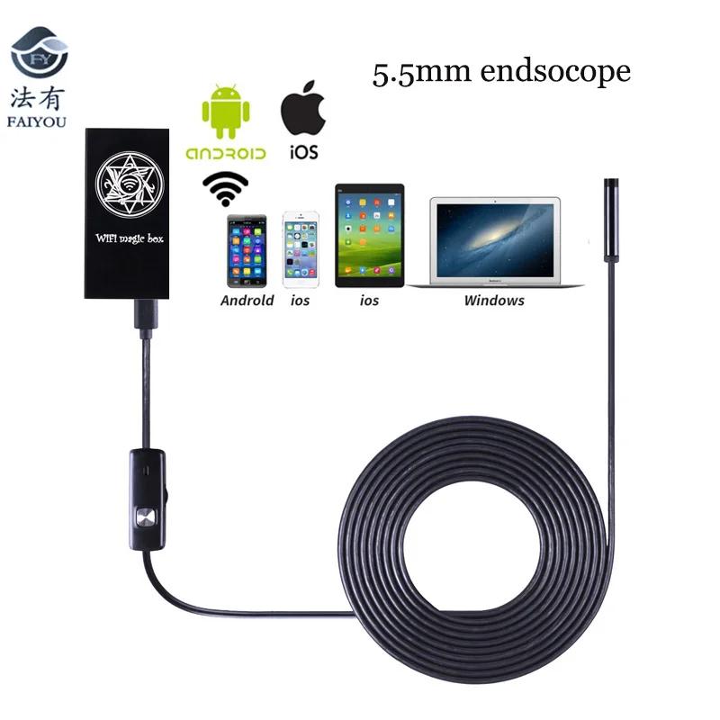 Обновленный WIFI 5 мм диаметр USB эндоскоп объектив камеры водонепроницаемый с 6