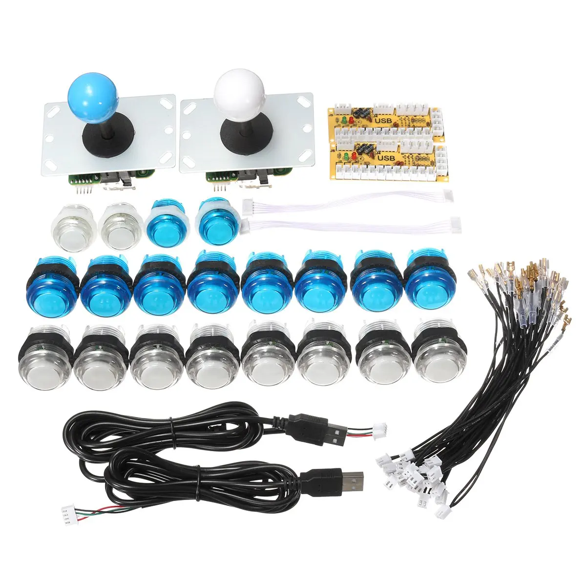 Cero retraso Joystick Arcade DIY Kit LED botón + Joystick + USB codificador + arnés de cable controlador USB para arcade Mame juego de Arcade - 2