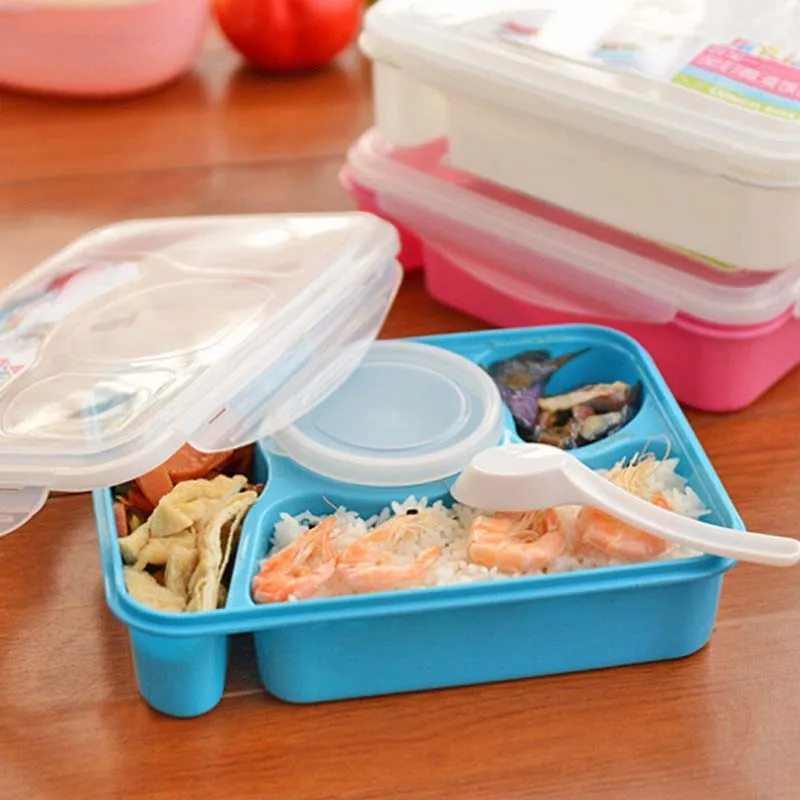 Compare Prices On Plastic Plate Microwave Online Ping Low Bento Box Food Grade Material Microwave Heating Mess Tin Three Grids With A Soup Bowl Sealed