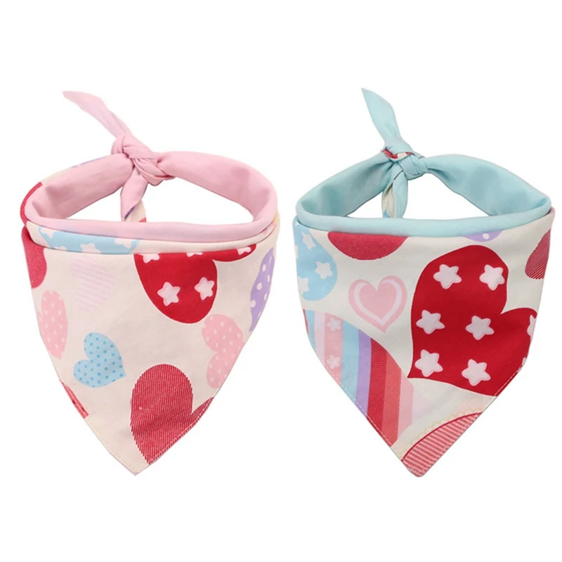 Cute New Cotton Pet Bandana Scarf Dog Bibs For Valentine's Day, Lovely Colorful Love Heart Patterns