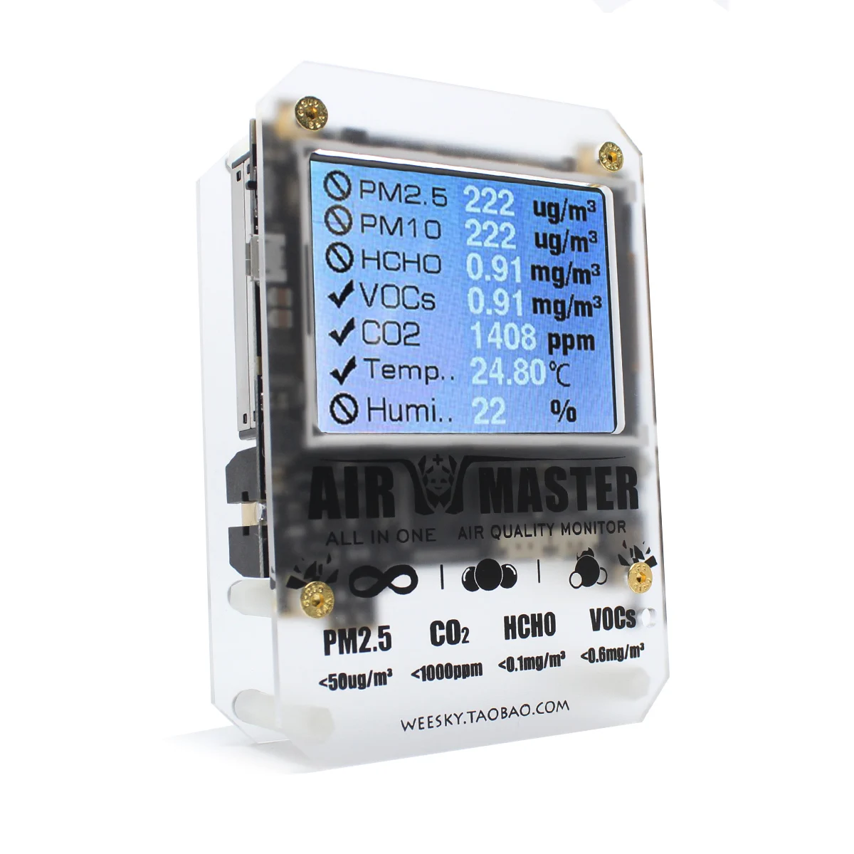 

Air Master AM7 Plus Gas Sensor Home PM2 Tester Detector DART Formaldehyde 2-FE5 VOC Sensirion 0053 CO2 Open Source