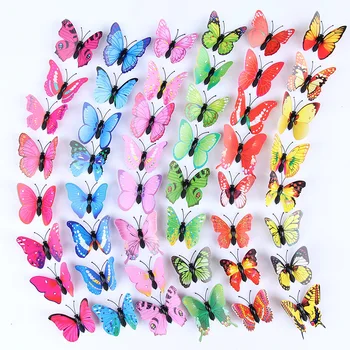 

Multicolor Double Layer Wings 3D Butterfly Wall Sticker Magnet PVC Butterflies Party Kids Bedroom Fridge Decor Magnetic 6CM