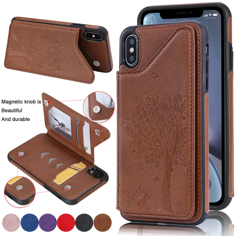 

Leather Phone Case For iPhone XS Max XR X 8 7 6S 6 Plus Wallet Bag Card Holder Cases For Samsung S10 S9 S8 Plus Filp Cover Coque