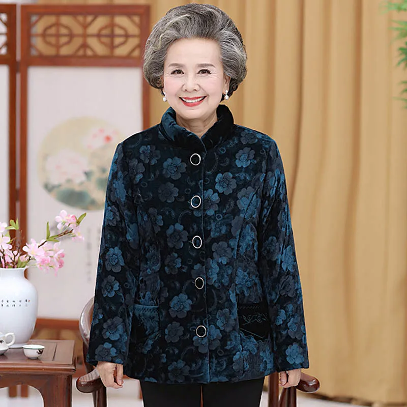 rouge bleu mère Coton Impression Chaude Chargé bourgogne Épaissie Grand Tang fuchsia Royal Cachemire Velours Mère Pourpre Veste Pcmy Plus 56YTqxwYf