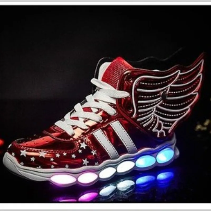 

2017 Luminous Sneakers Kids usb Charging Lighted LED lights Sneakers Children Casual Shoes USB Girls Boy Wing Shoes 6 colour