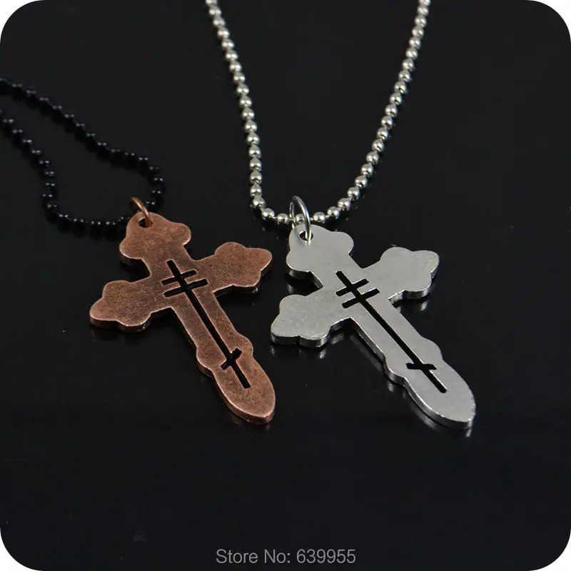 

NEW Orthodox Cross alloy Pendant ball beads Necklace Fashion Religious jewelry