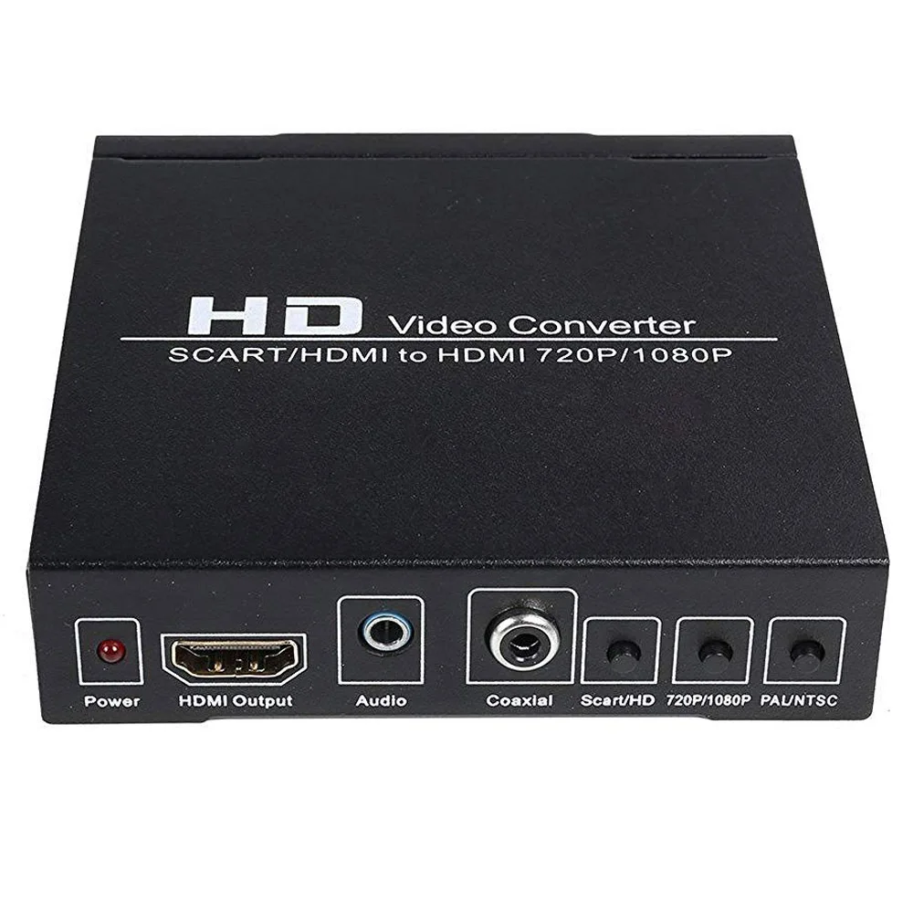 PAL/NTSC SCART и HDMI преобразователь видеосигнала HDMI Box 1080 P Upscaler с 3,5 мм и коаксиальный аудио выход для игровых консолей/DVD