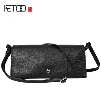

AETOO simple genuine Leather women handbags 2018 New Shoulder Diagonal Bag Ms. Simple The first layer Leather Soft Leather bag
