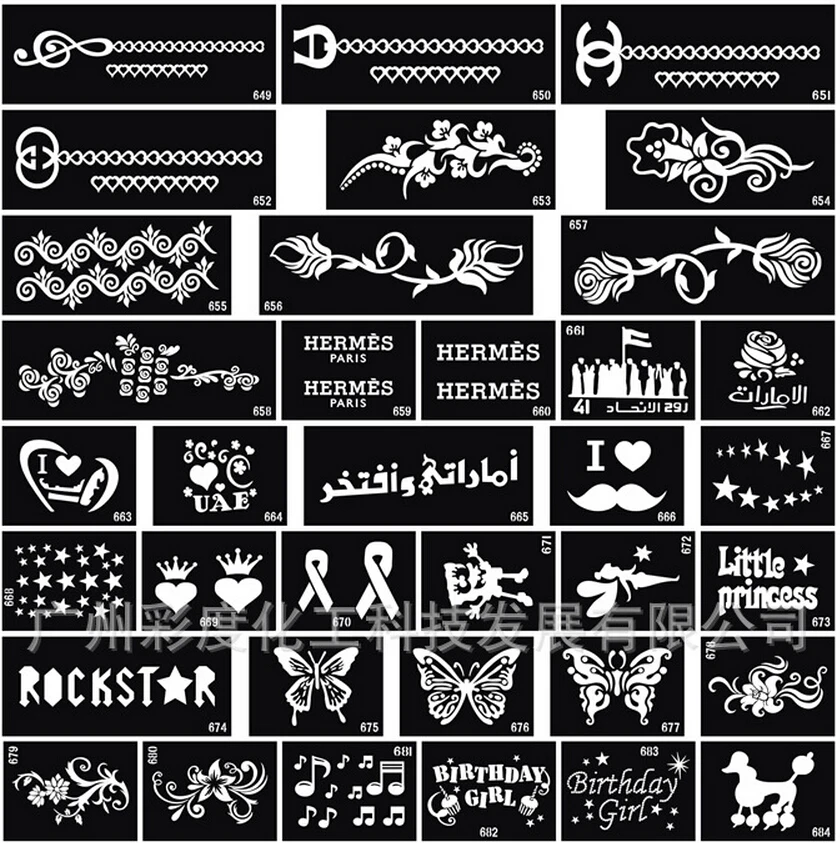 

10pcs Tattoo Template Words Butterfly Tattoo Painting Stencil Mix Patterns