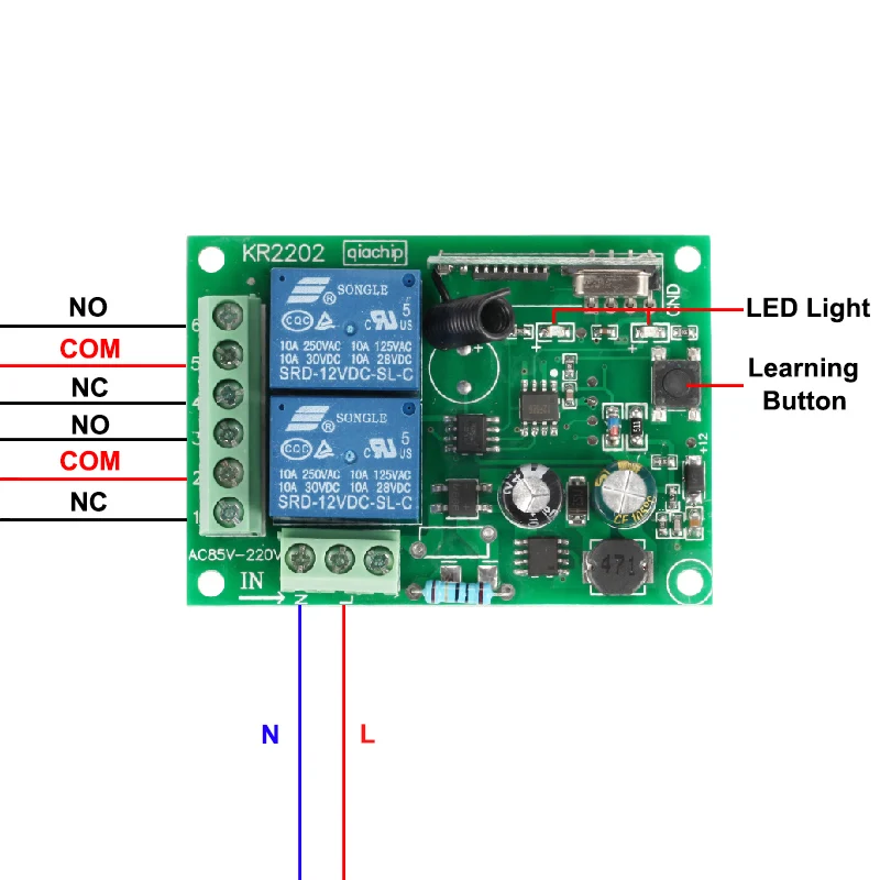 433Mhz AC 250V 110V 220V 2CH Relay Controller Mhz 433 RF for Switch Control