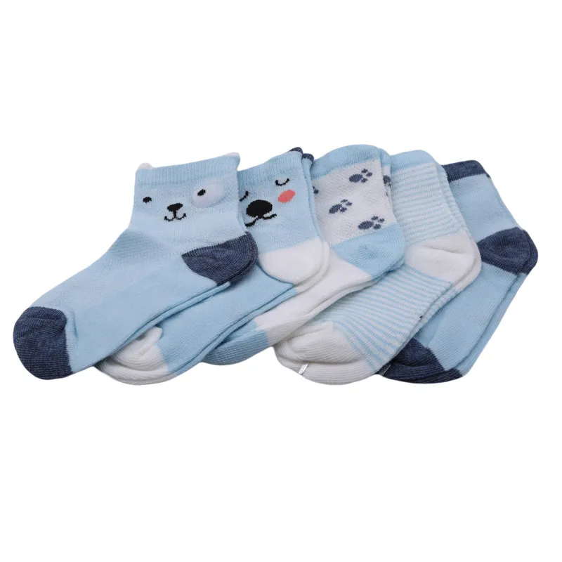 L blue puppy 5 пар в комплекте; носки для малышей с героями мультфильмов; летние детские носки; дышащие хлопковые детские носки для мальчиков и девочек; тонкие носки; 787922 - Цвет: L blue puppy