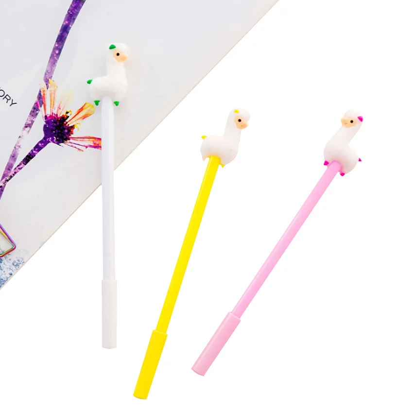 Alpaca dos Desenhos Animados de Plástico Lote Super Bonito 0.5mm Gel Caneta Tinta Preta Escola Material Escritório Assinatura Atacado 30 Pçs –