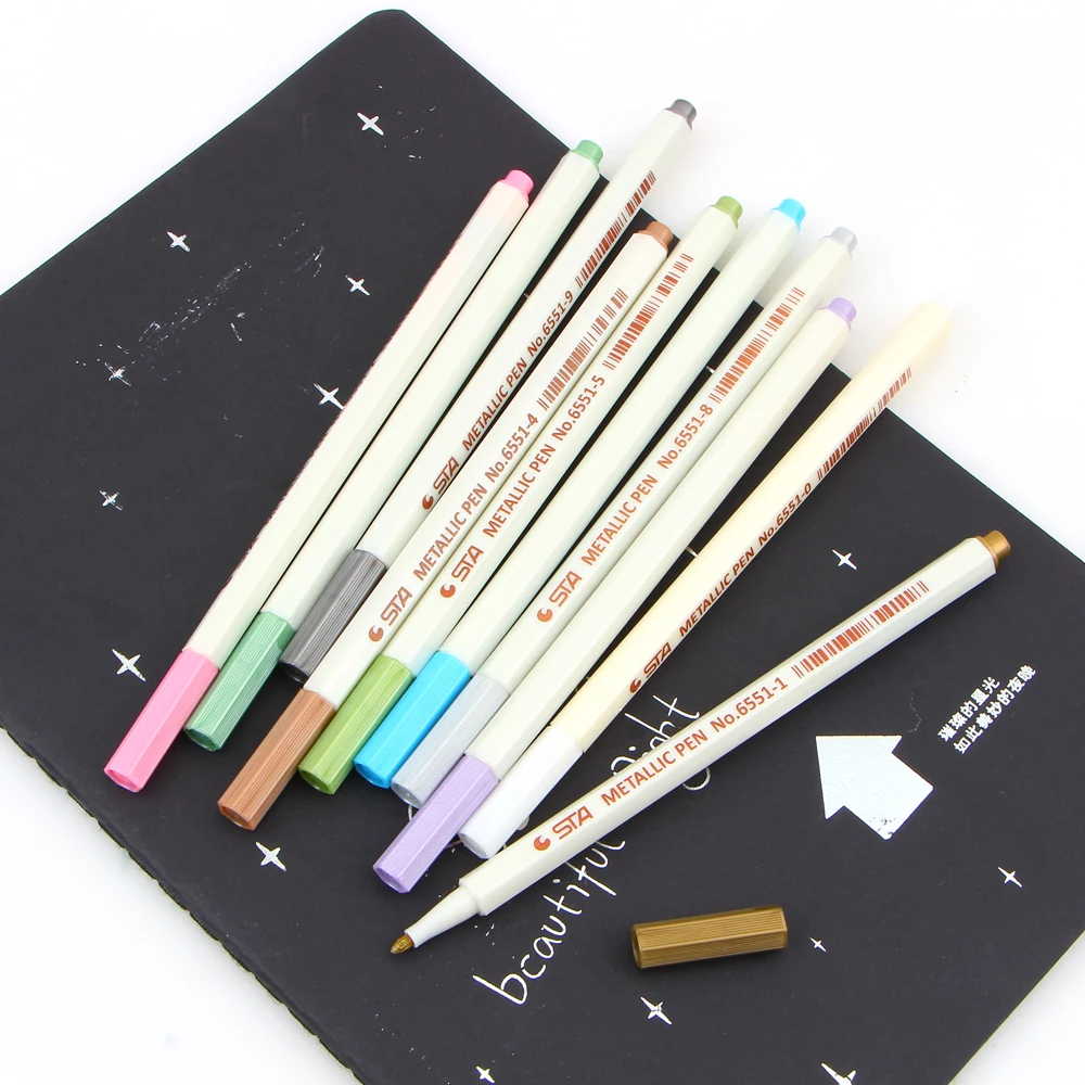 10 шт./лот металла Цвет маркер Multi Цветной маркер ручки для рисования студент Art Pen канцелярские принадлежности, подарок