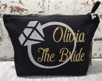 

personalized name diamond bride wedding Beauty Make Up Cosmetic Bags Unique Gift for Bridal Party Bags Birthday Present/Gift