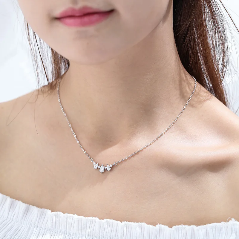 

DreamySky Real Pure 925 Sterling Silver Zircon Leaf Necklaces For Women Jewelry Christmas Gift Collar Colar Drop Shipping