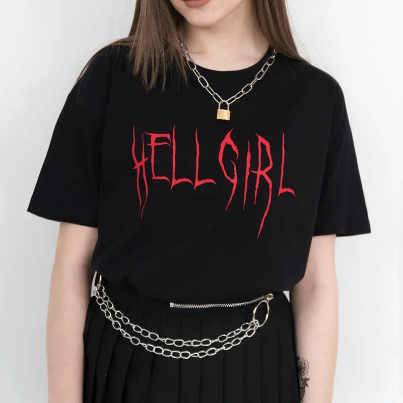 

Hell Girl T-shirt Women Aesthetic Clothing Hell Angel Hell Boy Lil Peep T Shirts Unisex Tumblr Clothing Plus Size Drop