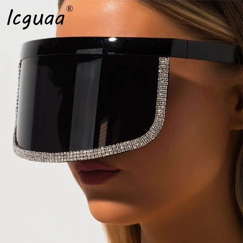 

Vintage Extra Oversize Shield Visor Sunglasses Women Flat Top Mask Mirrored Shades Men Windproof Eyewear Gafas de sol
