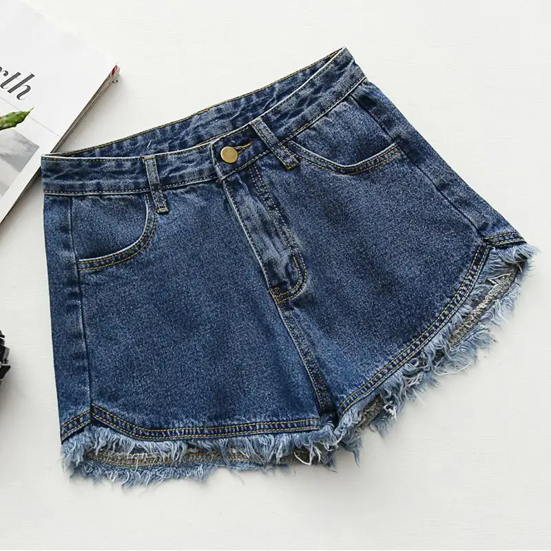 Ly Varey Lin, джинсовые шорты для женщин, с кисточками, высокая талия, короткие штаны, повседневные, модные, 7 цветов, женские, тонкие, черные, белые, джинсовые шорты - Цвет: Blue