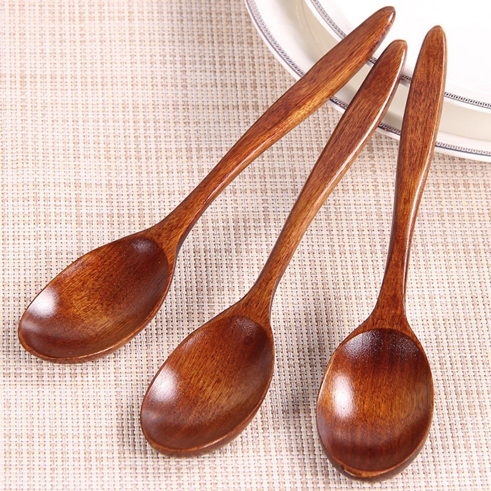 

High Quality 1PC 18CM Wooden Spoon Utensil Tool Rice Soup Teaspoon Dessert Spoon Coffee Stirring Spoon