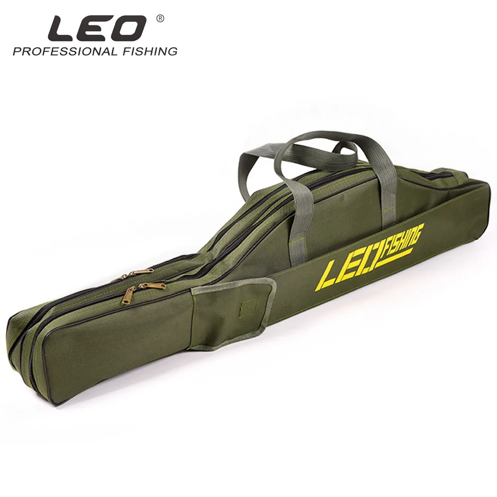

Canvas Fishing Bag 100/150cm Double Layer Portable Fishing Tackle Bag Folding Fishing Rod Carrier Handbag Big Capacity Backpack