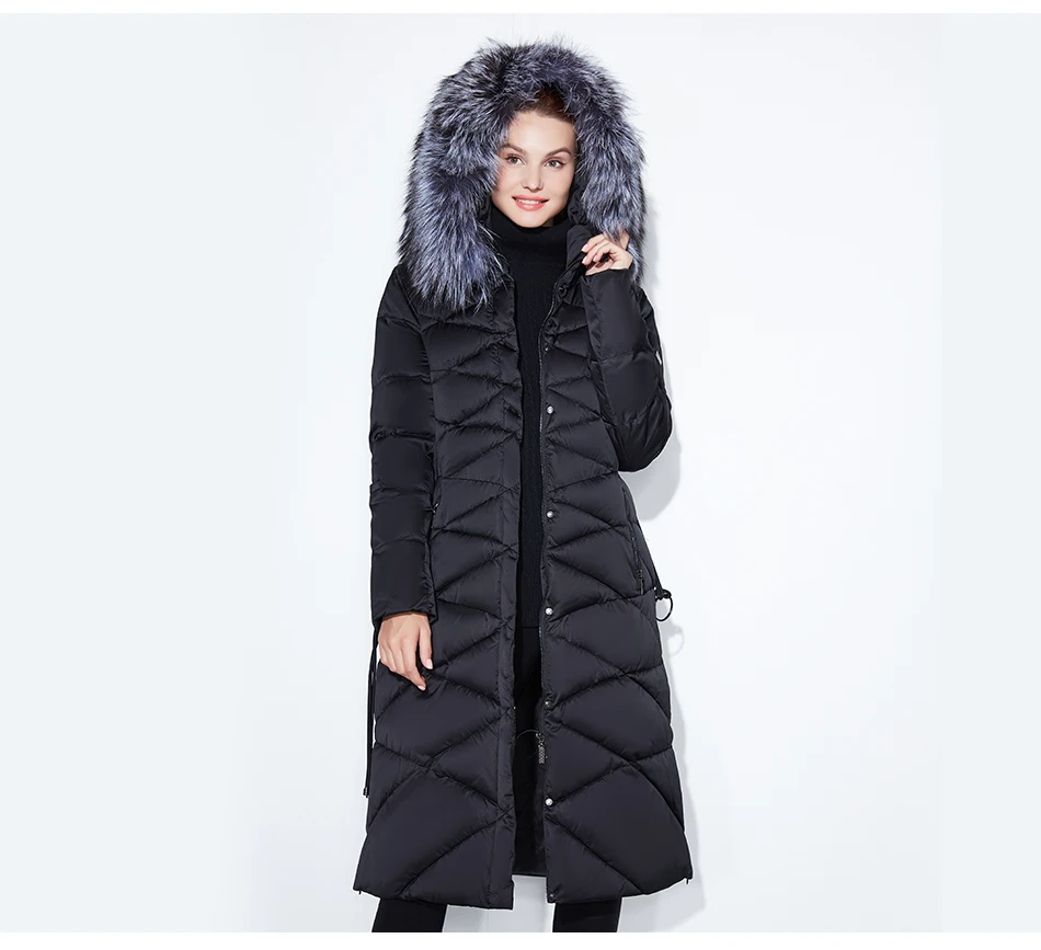 Женские зимняя куртка женская утепленная Толстая парка лисы верхняя одежда с меховым воротником модные роскошные большие размеры 5XL X-длинный тонкий сплошной snowclassic