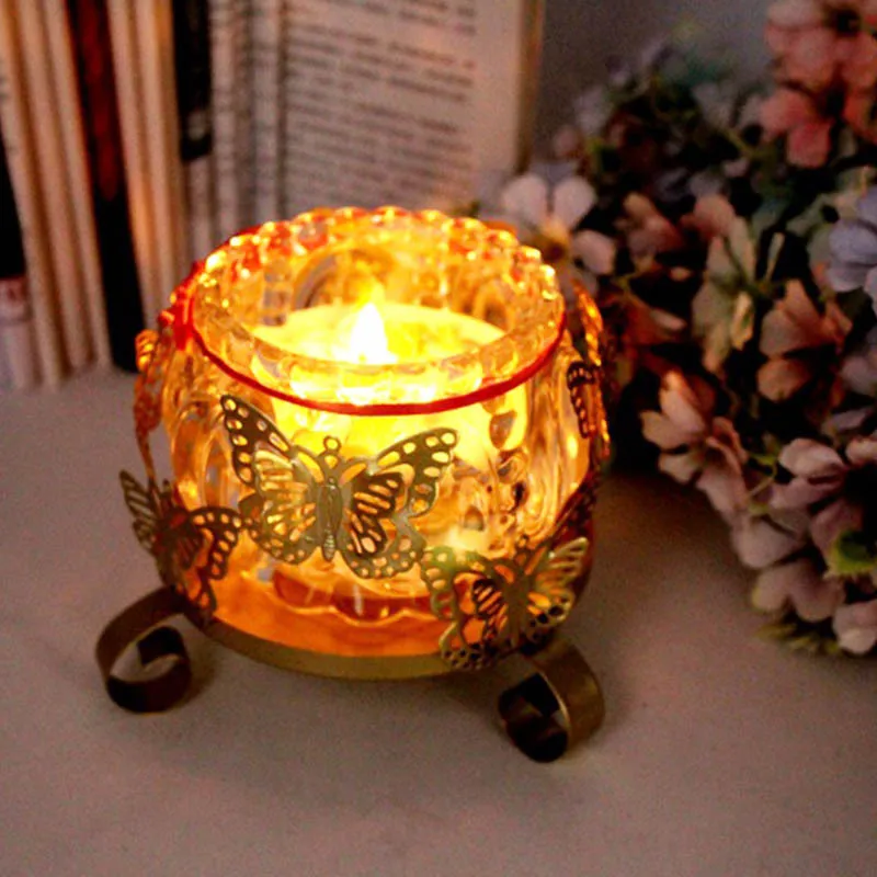 

Butterfly Wrought Iron Candlestick Vintage Hollow Candle Stand Holder Party Wedding Decor Art study Table Candle Stand Holder
