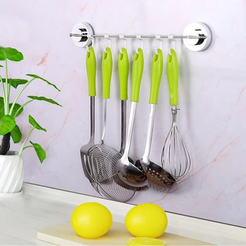 

Suction Cup Suction Cup Hook Hanger Holder Rack Rail Wall Mount Towel Bar with 6 Hooks for Home Bathroom Kitchen 15.75 inch