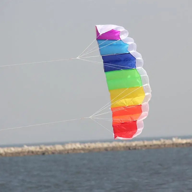 

New Dual Line 1.5m Parafoil Kites Flying Rainbow Sports Beach Stunt Kite With Handle Ripstop Nylon Outdoor Surfing With 30M Line