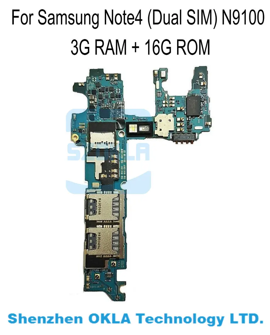 

1pcs Used Original Unlocked For Samsung Note4 N9100 Dual SIM 3G RAM 16G ROM Mainboard Motherboard Logic Board