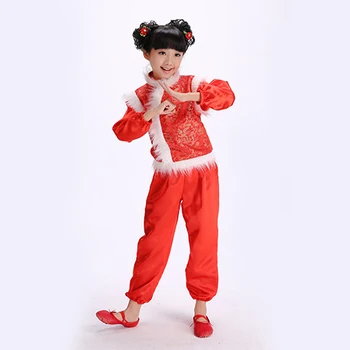 

Chinese Folk Dance Clothing Yangko Dance Costume New Year Christmas Dance Costume For Kids