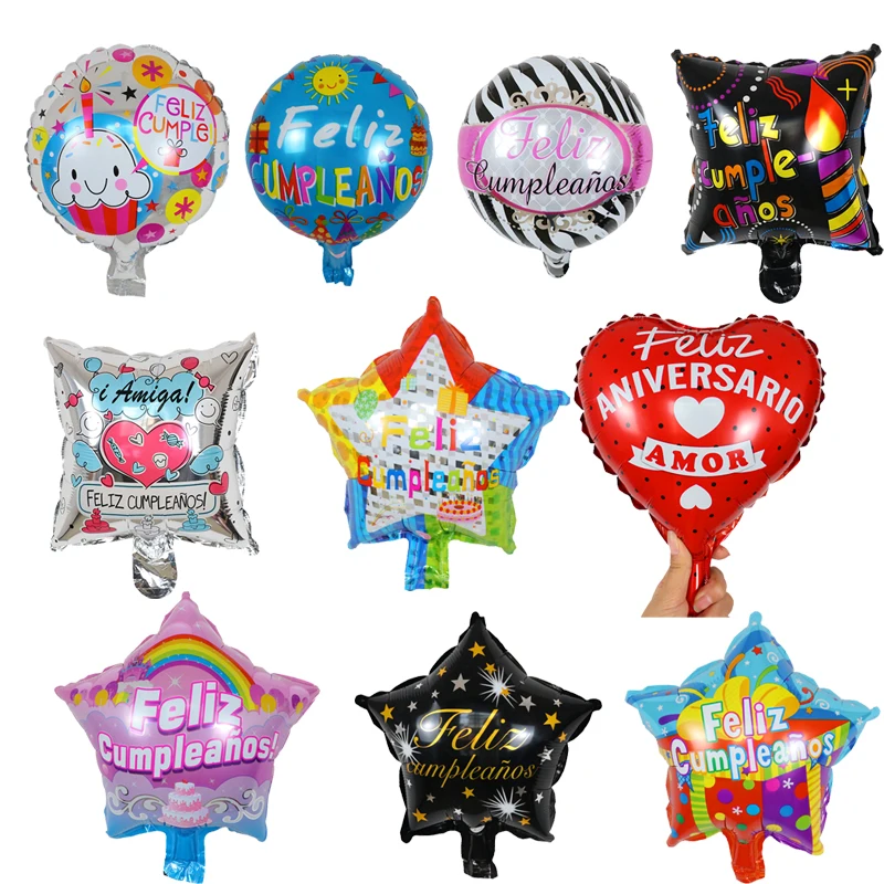 50 шт. 10 дюймов испанский с днем рождения воздушные шары из фольги Love Feliz Cumpleanos Te Quiero Air Baloes события вечерние украшения воздушные голобы