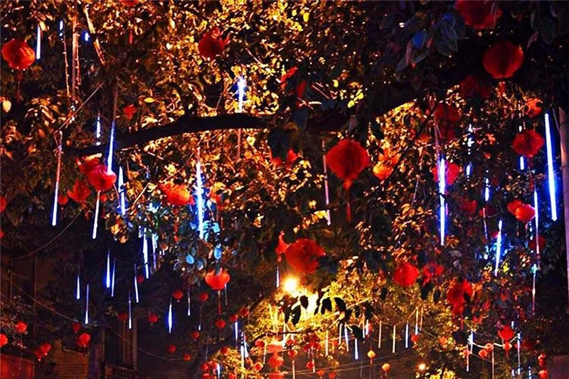 Многоцветные 30 см метеорный поток Дождь Трубы AC100-240V светодиодный Рождественские огни Свадебная вечеринка сад свет шнура Открытый