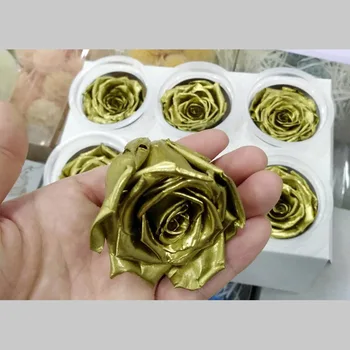 

6pcs/set 5-6cm Gold Silver Preserved Rose Dry Artificial Immortal Flowers Valentine Gift High-end Home Wedding Decoration Bunch