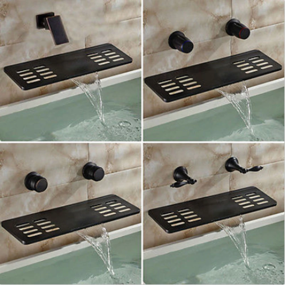 Uythner Modern Wall Mounted Oil Rubbed Bronze Shower Tub Faucet Mixer Tap Hot And Cold modern wall mounted round 8 rain shower head valve mixer tap oil rubbed bronze